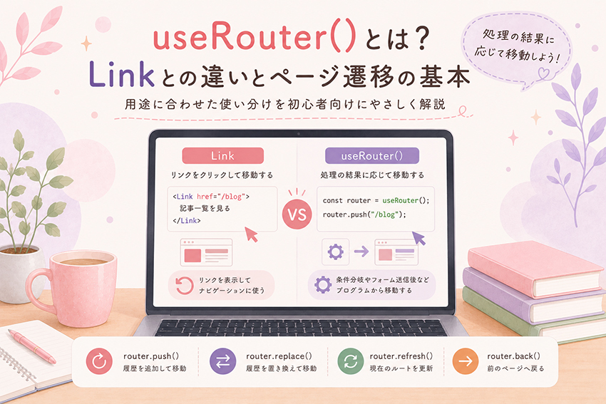 useRouter()とは？ Linkとの違いとページ遷移の基本を初心者向けに解説